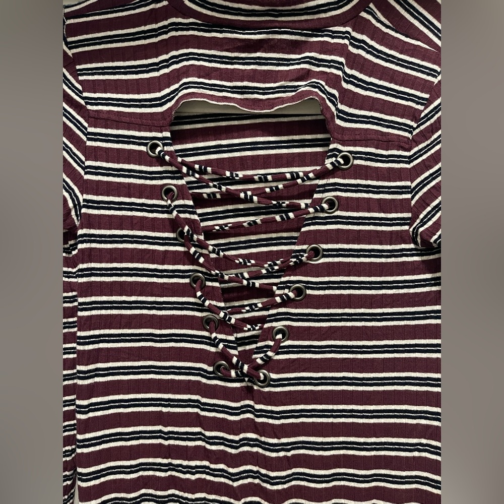 NWT American Eagle Outfitters Maroon and White Striped dress - Picture 5 of 5